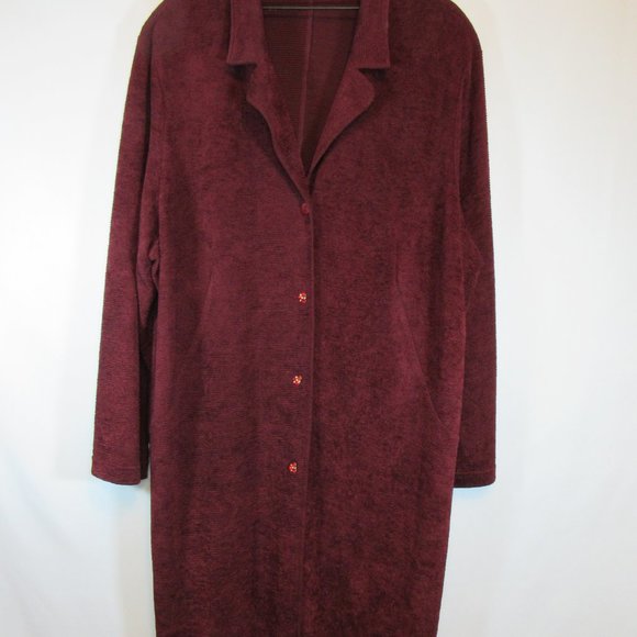 Vikki Vi Burgundy Red Long Duster Cardigan Sweater Jacket Plus Size 3X - Picture 2 of 10